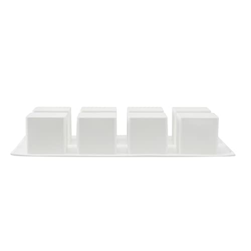 Pastry Tek 8 Cavities Square Cupcake Pans, 10 Oven-Ready Square Molds - Flexible, Freezable, White Silicone Petit Four Molds, Easy Release, For Baking - Restaurantware - size: 10 Count, style: Cube