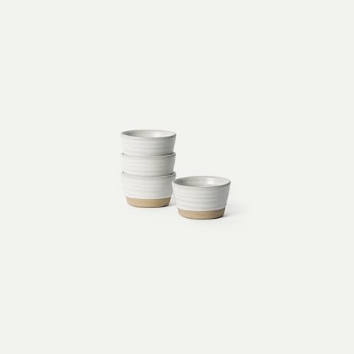 Mora Micro Ramekins Set of 4, 6oz Ceramic Pottery Baking Dishes - Microwave, Oven and Dishwasher Safe - Oat - color: Oat, size: Micro