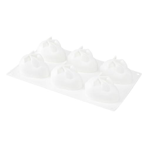 Pastry Tek 6 Cavities Chocolate Bunny Mold, 1 Oven-Ready Easter Candy Mold - Flexible, Freezable, White Silicone Bunny Pan, Easy Release, For Baking - Restaurantware - size: 1 Count, style: Bunny