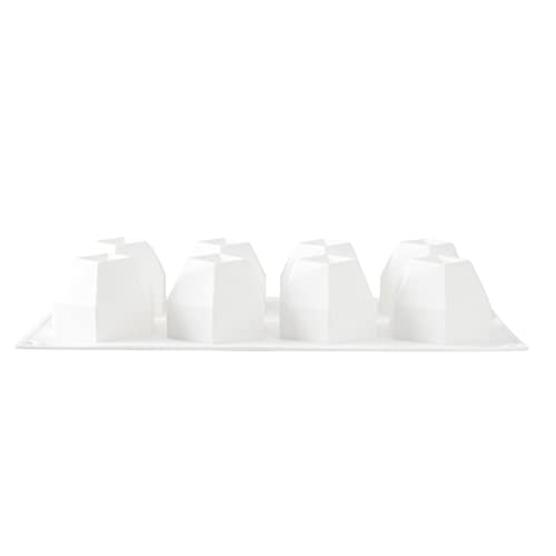 Restaurantware-Pastry Tek 8 Cavities Diamond Mold, 1 Oven-Ready Baking Mold - Flexible, Freezable, White Silicone Chocolate Mold, Easy Release, For Baking Treats