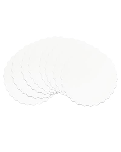 qiqee 12 Inch White Wave Cake Boards Round 15-Packs Circles Rounds Base Food-Grade Cardboard Wave Cake Plate（Thinner But Stronger） - color: White, size: 12 inch / 15Pcs