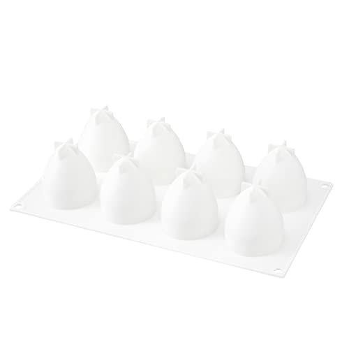 Pastry Tek 8 Cavities Strawberry Silicone Molds, 10 Oven-Ready Strawberry Molds - Flexible, Freezable, White Silicone Fruit Silicone Molds, Easy Release, For Baking - Restaurantware - size: 10 Count, style: Strawberry 8 Compartment