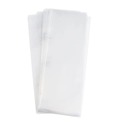 Tendwarm 100 Pcs 3x11 Inch Clear Long Cello Cellophane Treat Bags with 7 Mix Colors Twist Ties Perfect for Birthday Favor Candles Pretzel Icy Candy Popsicle - color: clear