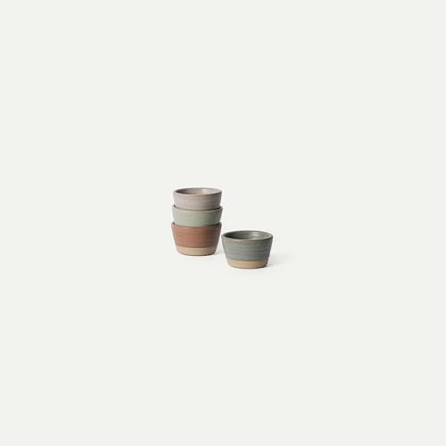 Mora Nano Ramekins Set of 4, 2oz Ceramic Pottery Sauce Cups - Microwave, Oven and Dishwasher Safe - Harvest - color: Harvest, size: Nano