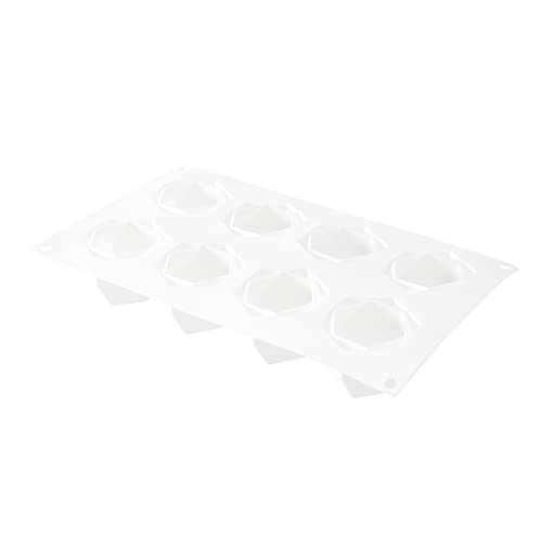 Restaurantware-Pastry Tek 8 Cavities Diamond Mold, 1 Oven-Ready Baking Mold - Flexible, Freezable, White Silicone Chocolate Mold, Easy Release, For Baking Treats