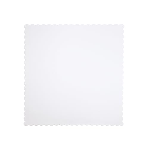 10" x 10" White Square Scalloped Cake Boards – Heavy Duty Solid Paperboard Cake Base, Thick & Rigid – 25-Pack - color: White, size: 10 Inch x 10 Inch