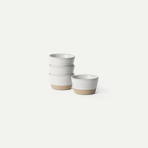 Mora Mini Ramekins Set of 4, 8oz Ceramic Pottery Baking Dishes - Microwave, Oven and Dishwasher Safe - Oat - color: Oat, size: Mini