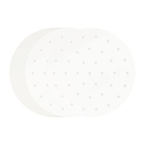 100 PCS Bamboo Steamer Liner, 10" Round Air Fryer Parchment Paper with Holes, White Anti-Stick Steamer Paper - size: 10 inch x10 inch x 0.01 inch