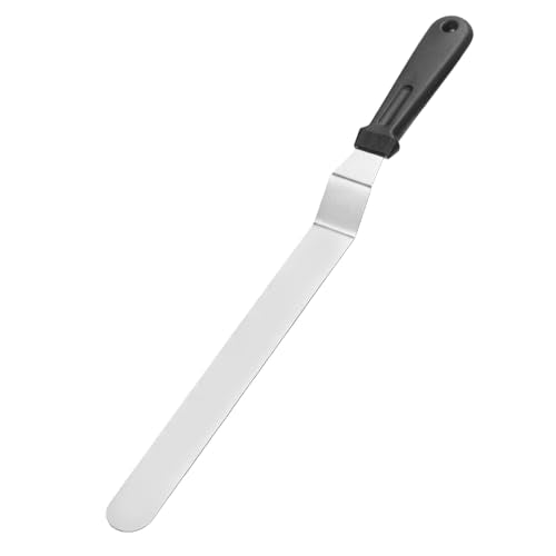 uxcell Icing Spatula with 12 Inch Stainless Steel Bent Blade Cake Angled Scraper Offset Frosting Spatula with Plastic Handle for Cake Decorating, Smoothing Frosting, Baking, Black - size: 12 Inch