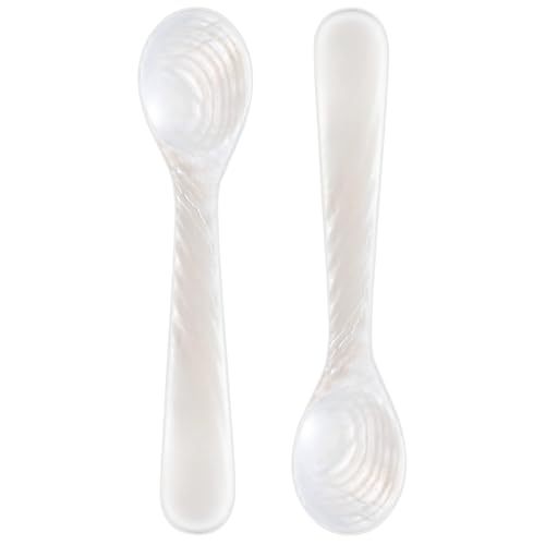 Patelai 2 Pieces Mother of Pearl Caviar Spoons Round Handle, 10cm/3.93 Inch - size: 3.93 inches