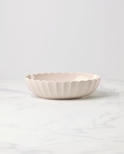 Lenox French Perle Scallop Blush Oval Serving Bowl, 11-Inch 80 Fl Oz - color: Blush, style: Serving Bowl