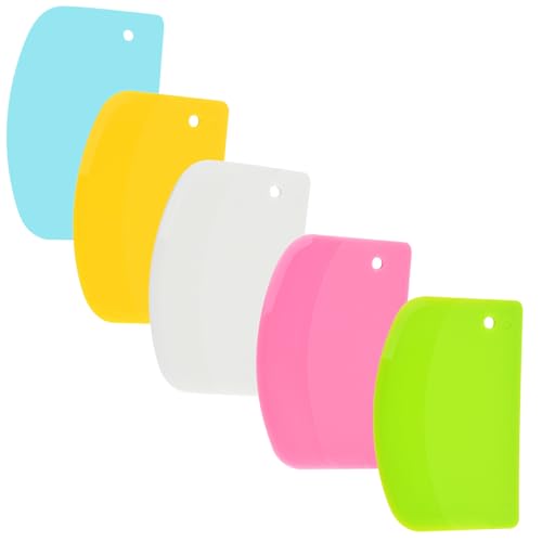 5 Pack Dough Scraper, 5.3 x 3.6 Inch Plastic Bench Scraper, Bowl Spatula, Kitchen Pastry Cutter Tool for Bread Dough, Pastry, Pizza, Baking Cake (Multicolor)