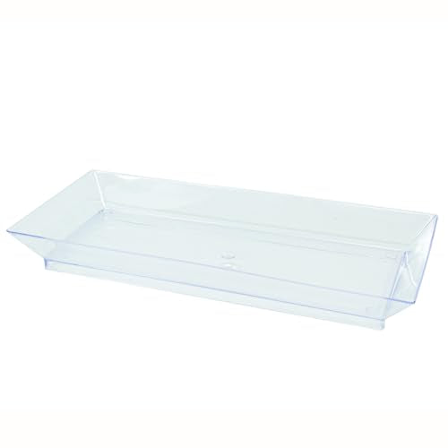 50ct Small 5" Clear Rectangle Plastic Dessert Plates | CMJJ - color: Clear