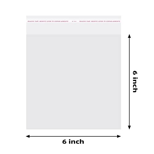 Morepack 6x6 In Cookie Bags Clear Self Sealing Cellophane Treat Bags 200Pcs - size: 6x6 Inch (Pack of 200)