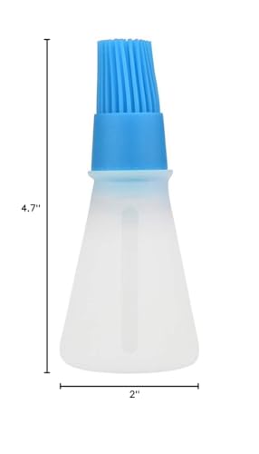 AKOAK 1 Pack Environmentally Friendly Silicone Flat-Bottomed Barbecue Oil Bottle Brush, Pastry Brush, Kitchen Baking and Barbecue Cooking Tools (Blue) - color: Blue