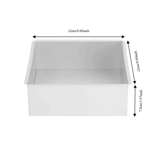 Square Cake Mould with Removable Bottom, Anodized Aluminum Baking Pan for Mousse Cake, Bread and Cheesecake, 22 x 22 x 7.8 cm