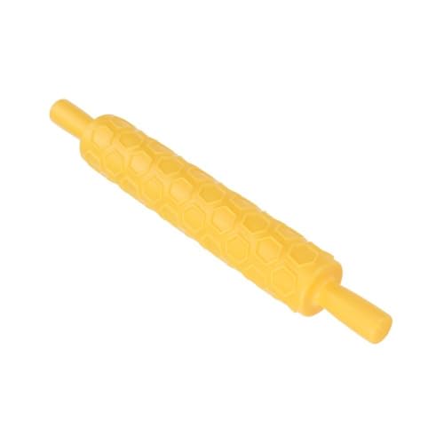 Embossed Fondant Rolling Pin,PP Plastic Pattern Roller with Dual Handles for Cookies,Pastry,Cake Decor,14.37 x 1.97 in(Honeycombs) - size: Honeycombs