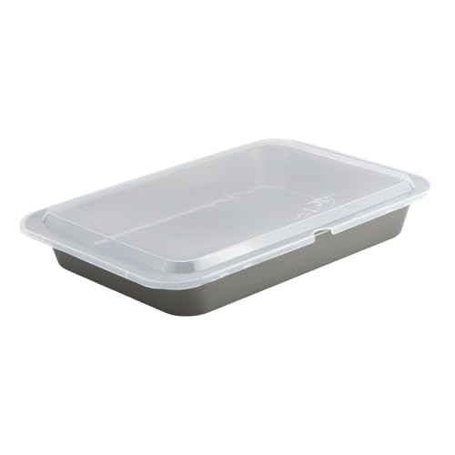 GoodCook Set of 2 Nonstick Steel 13" x 9" Cake Baking Pans with Covers, Gray - size: 13" x 9" (2-Piece Set)