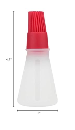 AKOAK 1 Pack Environmentally Friendly Silicone Flat-Bottomed Barbecue Oil Bottle Brush, Pastry Brush, Kitchen Baking and Barbecue Cooking Tools (Red) - color: Red