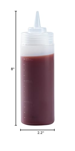 Restaurantware 12 Ounce Condiment Squeeze Bottle 1 With Lid Plastic Squeeze Bottle - Precison Dispensing Tip Flexible Clear Plastic Squeeze Bottle For Sauces For Sauces Spreads Or Condiments - size: 12 Ounces