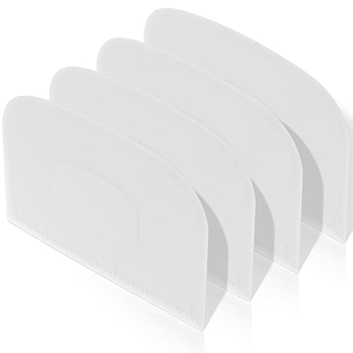 Queekay 4 Pcs Plastic Dough Scraper, Flexible Bowl Bench Scraper