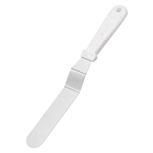 uxcell Icing Spatula with 8 Inch Stainless Steel Bent Blade Cake Angled Scraper Offset Frosting Spatula with Wheat Straw Handle for Cake Decorating, Smoothing Frosting, Baking, Beige - size: 6 Inch
