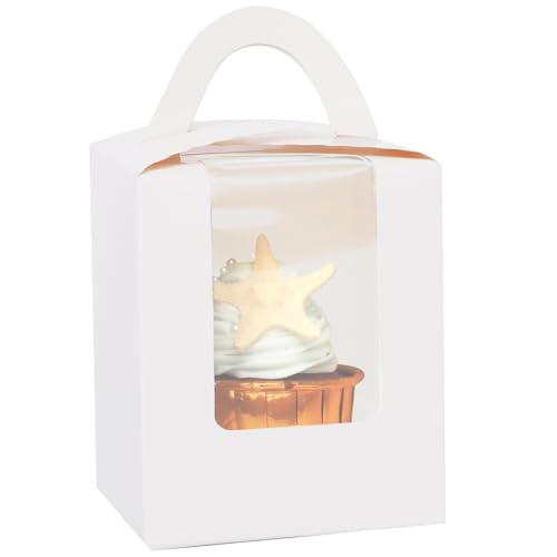 Bakepacker Auto-pop up Cupcake Boxes, White, 3.7 x 3.7 x 4.3 inch 25 Count - color: White, size: 3.7x3.7x4.3inch/25packs