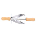 LiebeWH Croissant Dough Cutter Roller, Stainless Steel Triangular Pastry Slicer with Ergonomic Wood Handle One Pass 3 Cutting Tool for Home Bakery Silver 20 x 6 cm 1 Pack