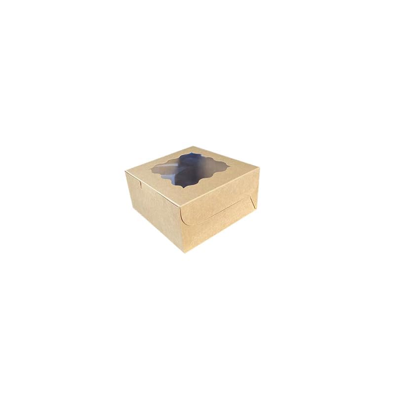 JIYIXHylera 48Pcs 6x6x3 Inch Brown Kraft Bakery Boxes with Clear Window, Small Cake Cookie Pastry Treat Boxes for Dessert Cupcakes Pies Chocolates Party Favors