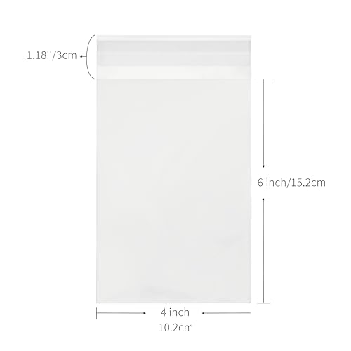 Cookie Bags, Clear Self Sealing Cellophane Bags 4x6 in, 200 Ct - size: 4 x 6 Inch