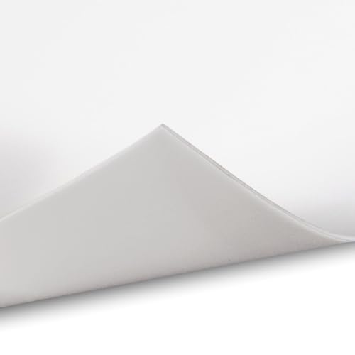 Exactly Rubber - White Silicone Sheet, 60A Durometer Silicone Mat, Food-Grade Rubber Mat with -80 to 450°F Temperature Resistance, 400% Elongation, Silicone Placemat Made in The USA, 1/32 x 18” x 18” - size: 1/32 x 18 x 18