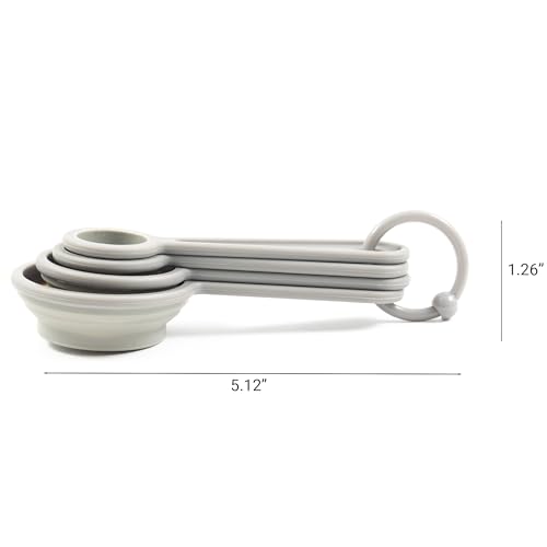 French Culinary Institute Premium 4-Piece Collapsible Measuring Spoon Set, Gray
