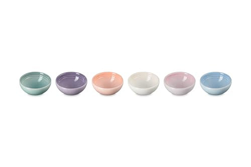 Le Creuset Stoneware Vancouver Pinch Bowls, Set of 6, Pastel Multi Color - color: Pastel