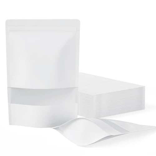 FireKylin 100 Pcs Resealable Bags, Matte Window, Paper, White,7.1 x 10.2 in - color: White, size: 7.1"x10.2"