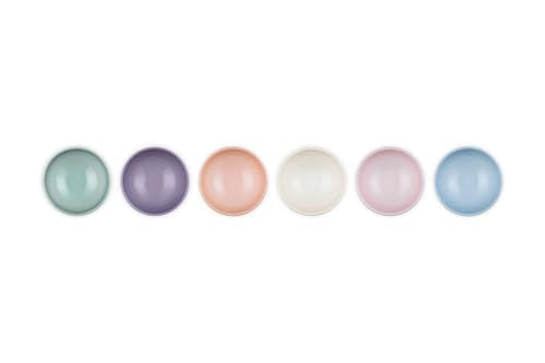 Le Creuset Stoneware Vancouver Pinch Bowls, Set of 6, Pastel Multi Color - color: Pastel