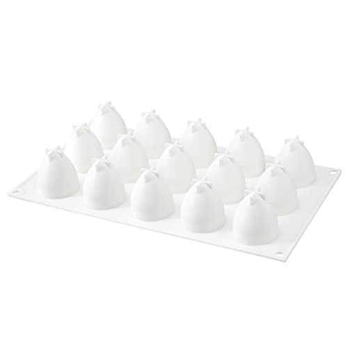 Pastry Tek 15 Cavities Strawberry Silicone Mold, 1 Oven-Ready Strawberry Mold - Flexible, Freezable, White Silicone Fruit Silicone Mold, Easy Release, For Baking - Restaurantware - size: 1 Count, style: Strawberry 15 Compartment