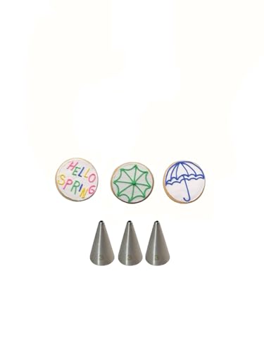 #3 Piping Tip for Writing, Tiny Detail, Dots, Royal Icing (3-Piece Set) - color: C