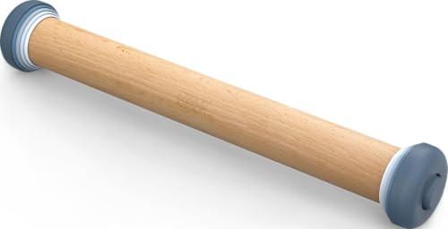 Joseph Joseph PrecisionPin - Rolling Pin with adjustable pastry thickness, Baking and dough rollers, Beech Wood, Pastel Blue - color: Pastel