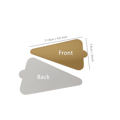 4.6 Inch Gold Triangle Cake Boards, Disposable Mini Cardboard Cake Plates, Golden Paper Dessert Mousse Cake Slice Base for Cheesecake, Cupcake, Treats, Wedding & Birthday Party Supplies (200 Pack)