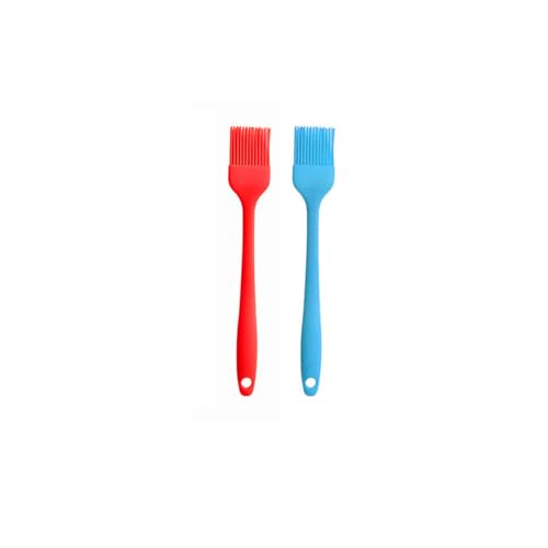 Silicone brush, Oil Brush for BBQ Kitchen Cooking Baking and Grilling (2 PCS,blue&red) - color: blue&red