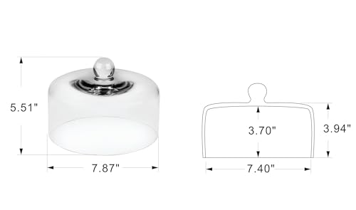 8" Wide Handmade Sturdy Glass Cake Dome, Cake Cover Lid for Cake, Food and Display, Glass Topper For Cake Plate And Cake Stand, Cake Stand Topper, Glass Dome Cloche, Glasss (8"x5.5") - size: 8"x5.5"