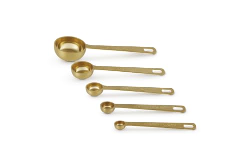 Le Creuset Stainless Steel Measuring Spoons, Gold Finish, Set of 5 - color: Stainless Steel with Gold Finish, style: Measuring Spoons