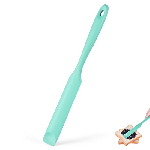 Doosu Silicone Jar Scraper Spatula Long Handle for Peanut Butter (Aqua Sky) - color: Aqua Sky, size: 9.7in (jar spatula)