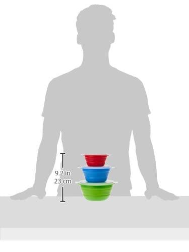 Progressive International CB-20 Storage Bowls with Lids, Set of 3, teal, green and red - style: Snap-On Lid