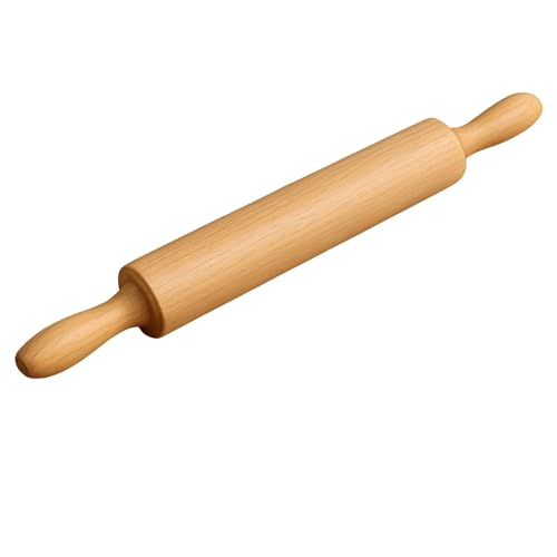 Classic Wooden Rolling Pin for Baking - 17-Inch Natural Beechwood Dough Roller with Easy-Grip Handles - Perfect for Bread, Pizza, Pastries, Cookies - Durable and Lightweight Kitchen Tool - size: 1 Pack Rolling Pin