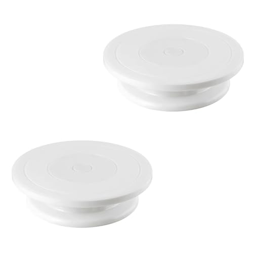 2 PCS Baking Supplies Cake Stand, 11 Inch Cake Decorating Supplies Rotating Stand, for Kitchen Cake Baking (White) - size: 2 PCS
