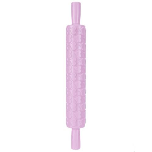 Embossed Rolling Pin for Fondant,PP Textured Pattern Roller with Handles for Cake Cookies Dough Clay Decorating,14.37 x 1.97 in(Droplet Heart) - size: Droplet Heart