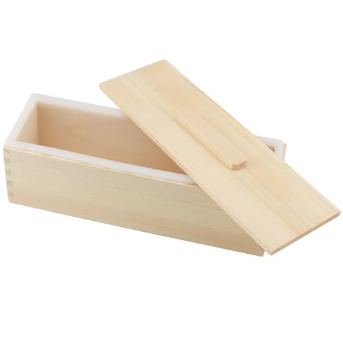 3PCS 47oz Silicone Soap Making Kit, White Rectangular Silicone Loaf Mold with 3 Wooden Boxes and 3 Lids, DIY Soap Making Supplies for Adults - color: White