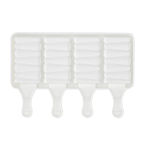 Pastry Tek 4 Cavities Popsicle Molds, 10 Rectangle Cakesicle Molds - Flexible, Freezable, White Silicone Cake Popsicle Molds, Easy Release, For Baking - Restaurantware - size: 10 Count, style: Rectangle