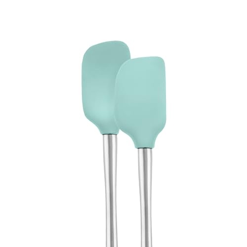 Tovolo Silicone Mini Spatula and Spoonula, Stainless Handles, Aqua - color: Aqua, style: Mini Spatula & Spoonula